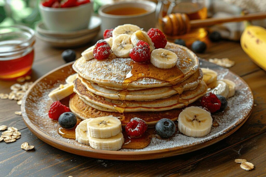 Recette facile de pancakes healthy à la banane et aux flocons d'avoine